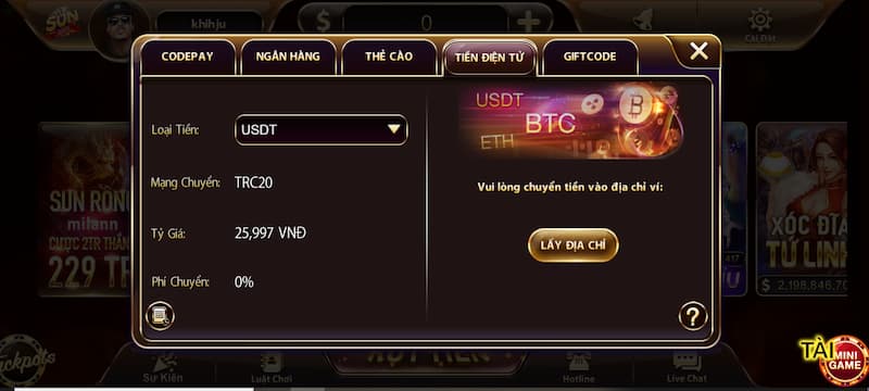 nạp tiền Sunwin bằng USDT